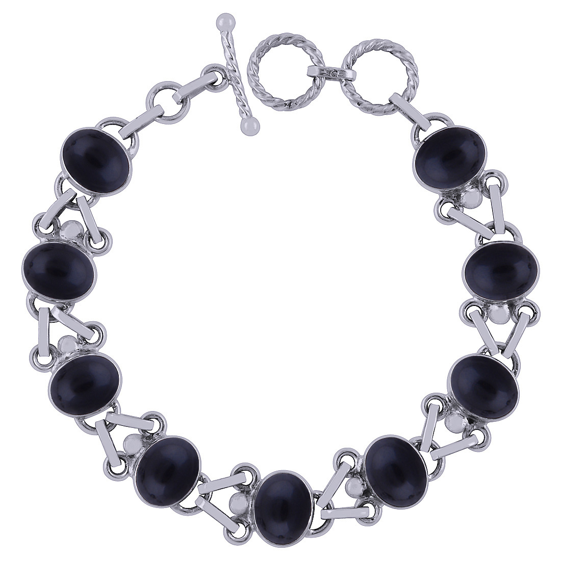 Labradorite Natural Gemstone 925 Sterling Solid Silver Oval Cabochon Handmade Bracelet