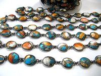 Natural Oyster Copper Turquoise Chain Free shape briolette 10to13mm