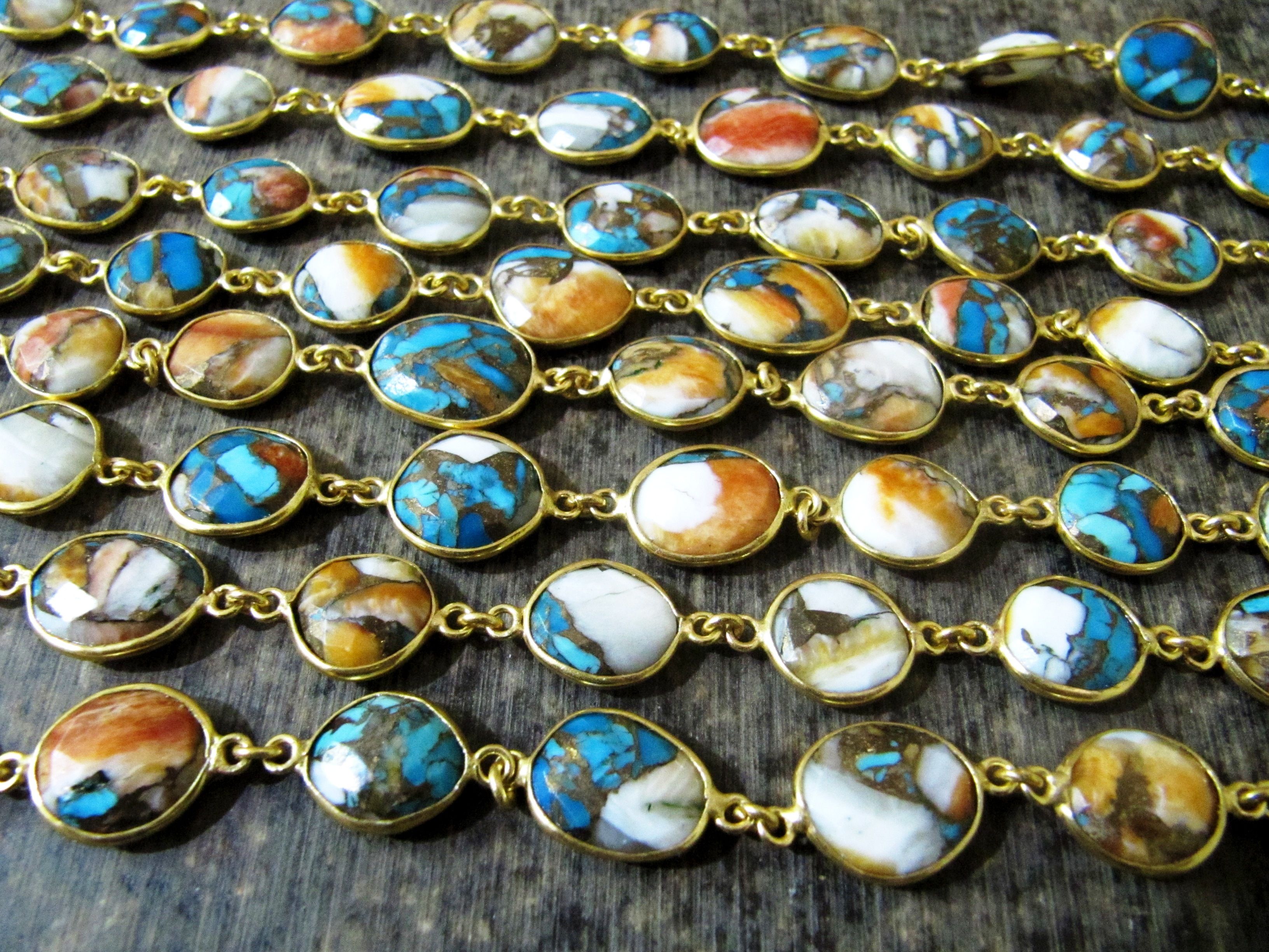 Natural Oyster Copper Turquoise Chain Free shape briolette 10to13mm