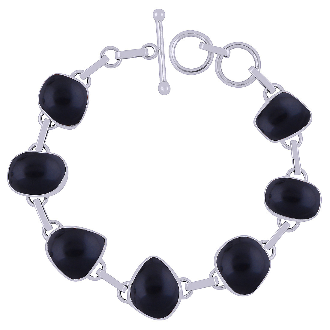 Lapis Natural Gemstone 925 Sterling Solid Silver Irregular Cabochon Handmade Bracelet