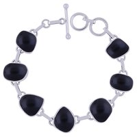 Lapis Natural Gemstone 925 Sterling Solid Silver Irregular Cabochon Handmade Bracelet