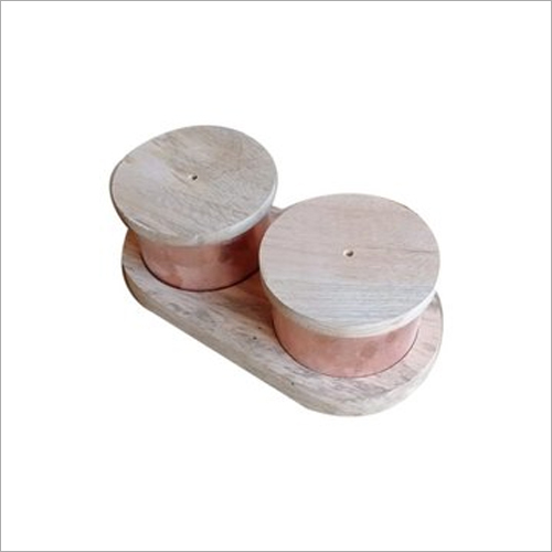 2 Piece Wooden Jar