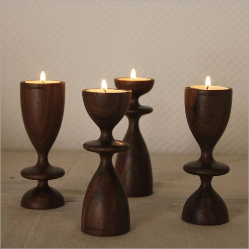 Wood Iron Candle Stand