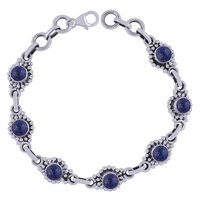 Rainbow Natural Gemstone 925 Sterling Solid Silver Round Cabochon Handmade Bracelet
