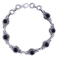 Rainbow Natural Gemstone 925 Sterling Solid Silver Round Cabochon Handmade Bracelet