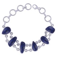 Larimar Natural Gemstone 925 Sterling Solid Silver Irregular Cabochon Handmade Bracelet