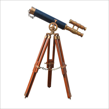 Admirals Floor Standing Brass With Leather Telescope