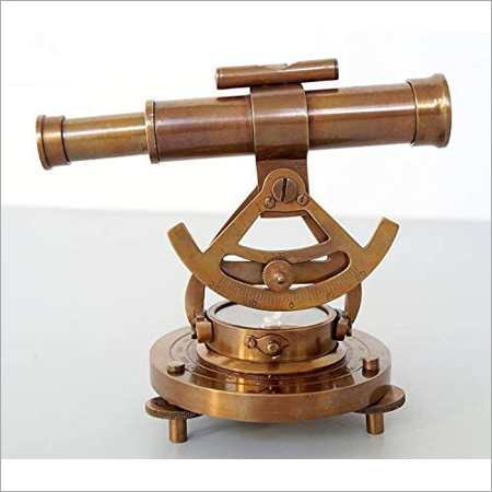 Antique Brass Nautical Alidade Telescope Compass