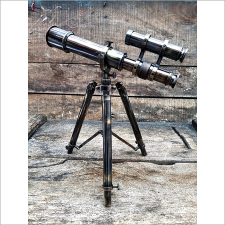 Antique Brass Telescope With Tripod Stand