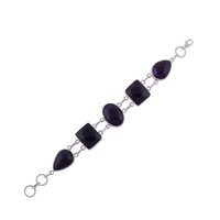Amethyst Natural Gemstone 925 Sterling Solid Silver Multiple Shape Cabochon Handmade Bracelet
