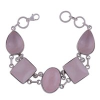 Amethyst Natural Gemstone 925 Sterling Solid Silver Multiple Shape Cabochon Handmade Bracelet