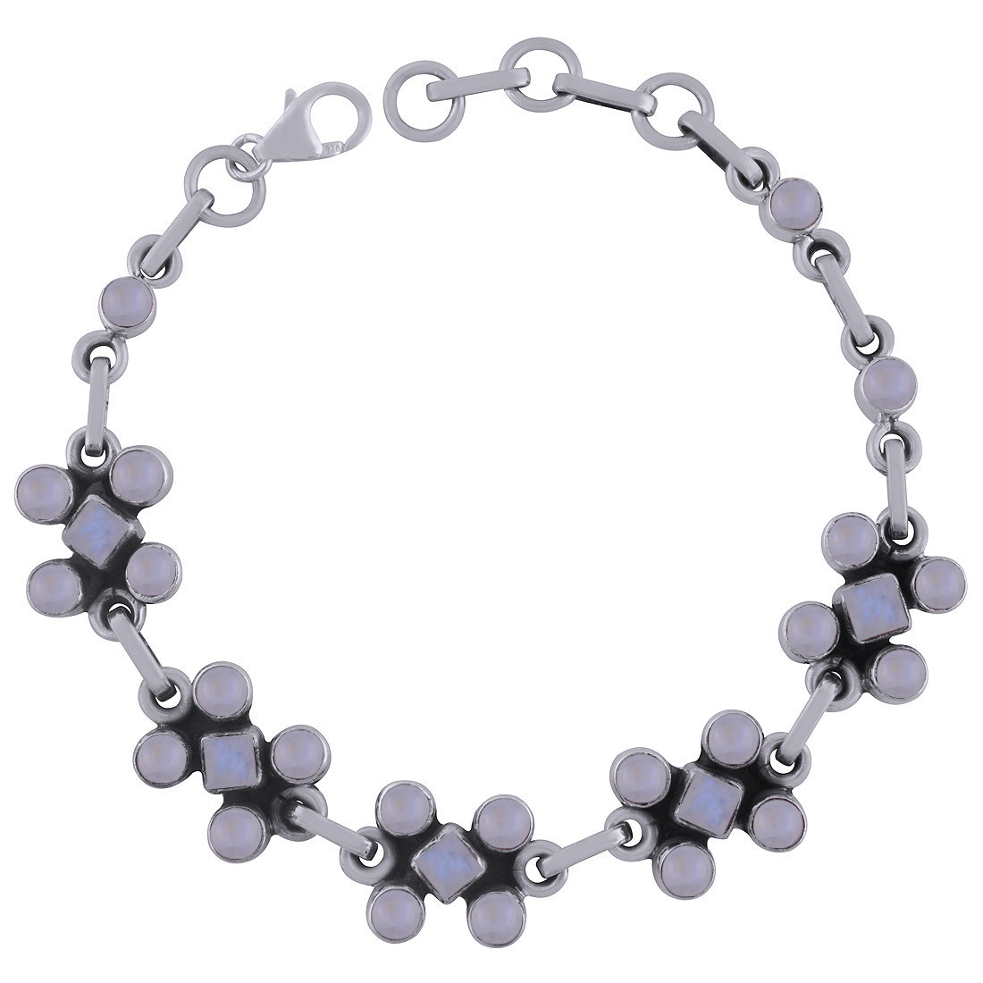 Garnet Natural Gemstone 925 Sterling Solid Silver Round Cabochon Handmade Bracelet