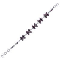 Garnet Natural Gemstone 925 Sterling Solid Silver Round Cabochon Handmade Bracelet