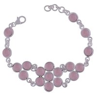 Garnet Natural Gemstone 925 Sterling Solid Silver Round Cabochon Handmade Bracelet