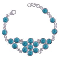Garnet Natural Gemstone 925 Sterling Solid Silver Round Cabochon Handmade Bracelet