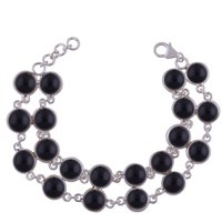 Labradorite Natural Gemstone 925 Sterling Solid Silver Round Cabochon Handmade Bracelet