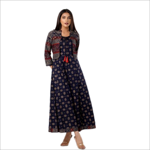 Ladies Blue Rayon Jacket Kurti