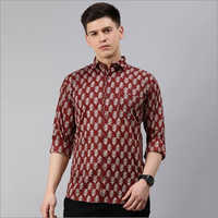 Millennial Mens Maroon Cotton Full Sleeves Shirts