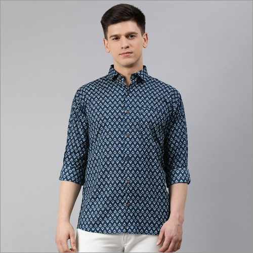 Millennial Mens Blue Cotton Full Sleeves Shirts