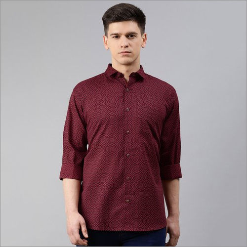 Millennial Mens Solid Red Cotton Full Sleeves Shirts