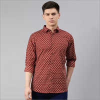 Millennial Men Red Cotton Full Sleeves Shirts