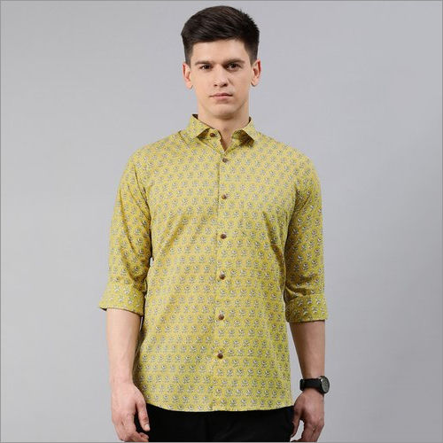 Millennial Mens Yellow Cotton Full Sleeves Shirts Gender: Male