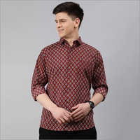 Millennial Mens Red Cotton Full Sleeves Shirts