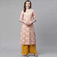 Ladies Pink Khadi A Line Kurti