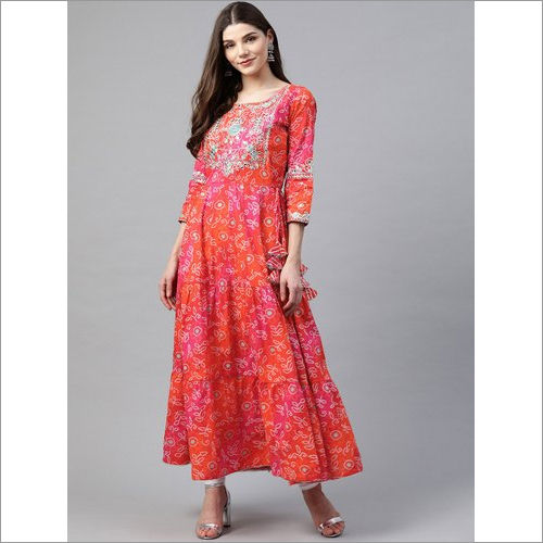 Ladies Divena Bandhej Printed Kurti