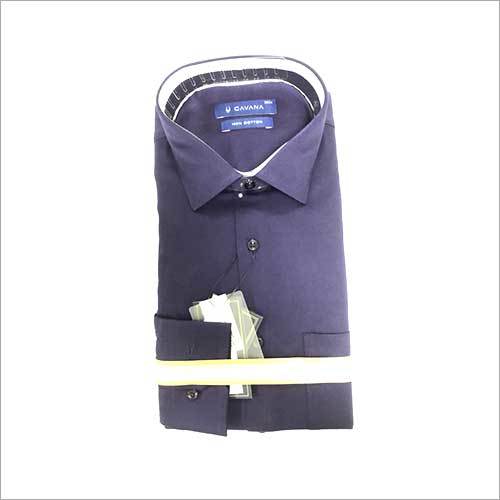 Mens Blue Formal Plain Shirt