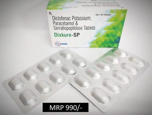dixcure sp  Diclofenac Sodium  Paracetamol  Serratiopeptidase Tablets