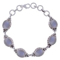 Black Onyx Natural Gemstone 925 Sterling Solid Silver Oval Cabochon Handmade Bracelet