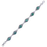 Malachite Natural Gemstone 925 Sterling Solid Silver Oval Cabochon Handmade Bracelet