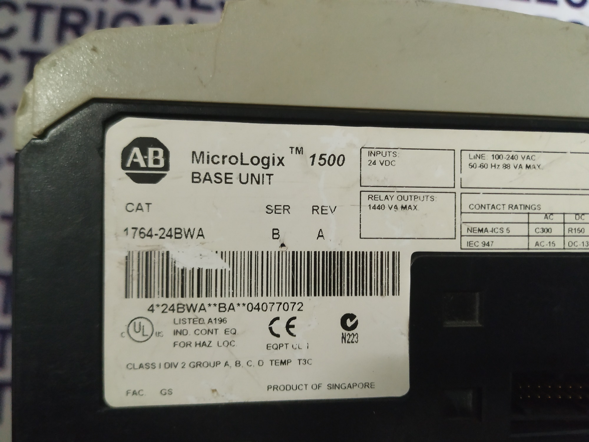 ALLEN BRADLY PROGRAMMABLE CONTROLLER 1764 -24BWA