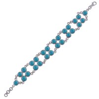 Rainbow Natural Gemstone 925 Sterling Solid Silver Round Cabochon Handmade Bracelet