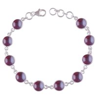 Rainbow Natural Gemstone 925 Sterling Solid Silver Round Cabochon Handmade Bracelet