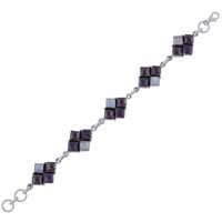 Amethyst/rainbow/garnet Natural Gemstone 925 Sterling Solid Silver Square Cabochon Handmade Bracelet