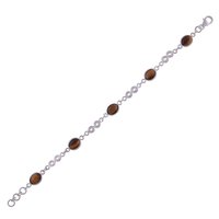 Tiger Eye Natural Gemstone 925 Sterling Solid Silver Oval Cabochon Handmade Bracelet