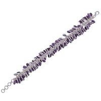 Amethyst Natural Gemstone 925 Sterling Solid Silver Round Cabochon Handmade Bracelet