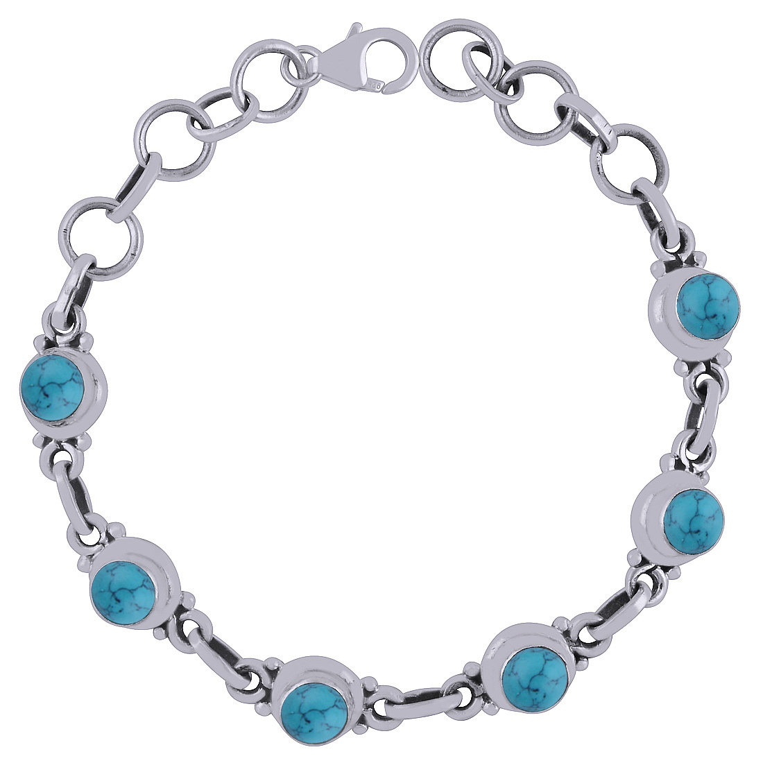 Garnet Natural Gemstone 925 Sterling Solid Silver Round Cabochon Handmade Bracelet