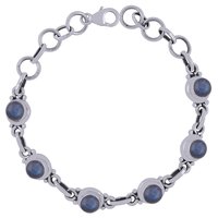 Garnet Natural Gemstone 925 Sterling Solid Silver Round Cabochon Handmade Bracelet