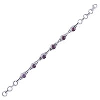 Garnet Natural Gemstone 925 Sterling Solid Silver Round Cabochon Handmade Bracelet