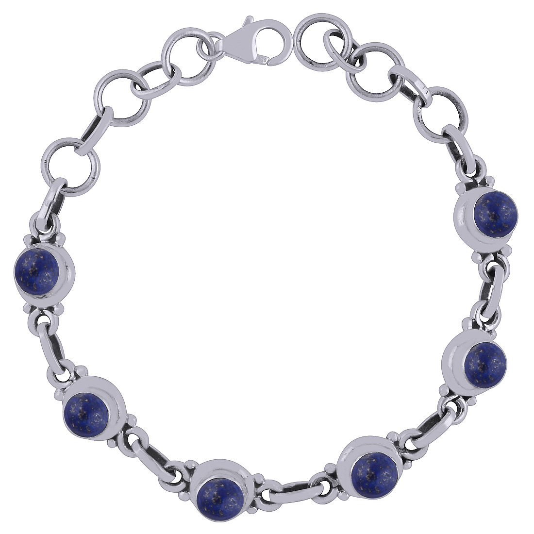 Garnet Natural Gemstone 925 Sterling Solid Silver Round Cabochon Handmade Bracelet