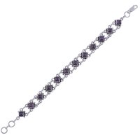 Amethyst Natural Gemstone 925 Sterling Solid Silver Square Cabochon Handmade Bracelet