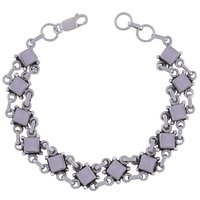 Amethyst Natural Gemstone 925 Sterling Solid Silver Square Cabochon Handmade Bracelet