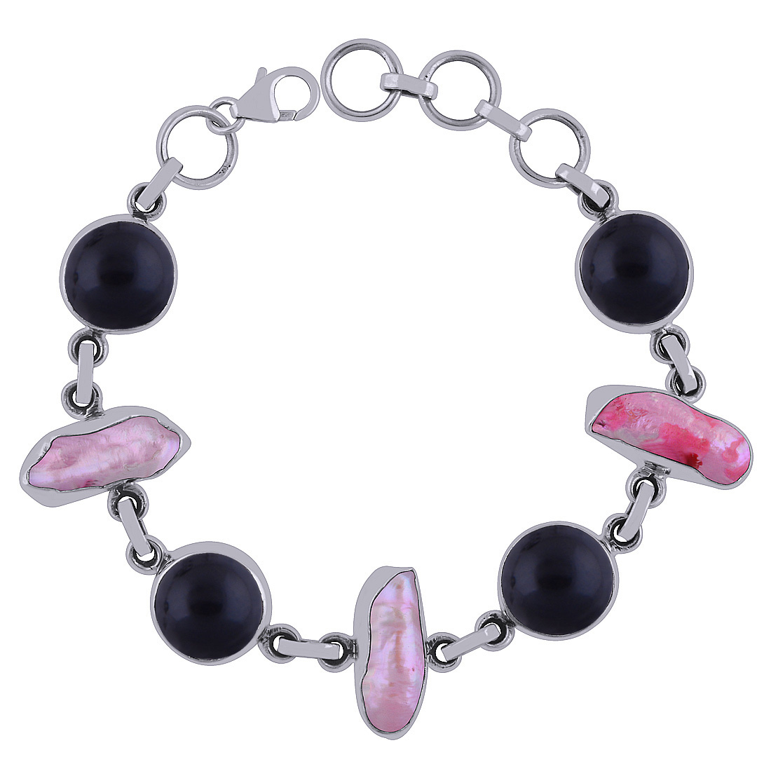 Shiva Eye Shell Natural Gemstone 925 Sterling Solid Silver Round Cabochon Handmade Bracelet