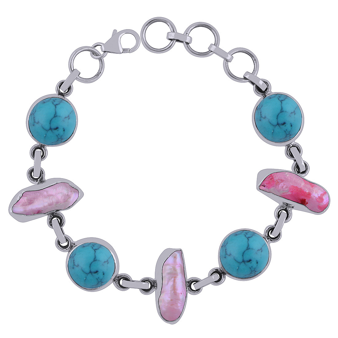 Shiva Eye Shell Natural Gemstone 925 Sterling Solid Silver Round Cabochon Handmade Bracelet
