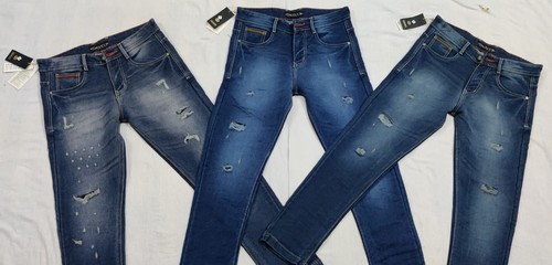 Multi Mens Branded Torn Jeans
