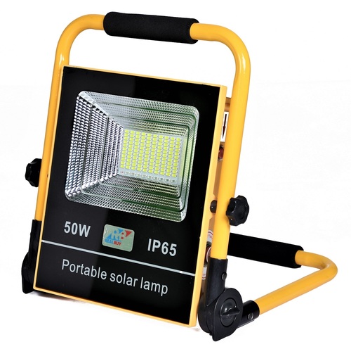 REALBUY Rechargeable Solar LED Flood Light 50W with 10000 mAh LiFePO4 Battery (IP 65)