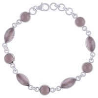 Black Onyx Natural Gemstone 925 Sterling Solid Silver Round/Marquise Cabochon Handmade Bracelet